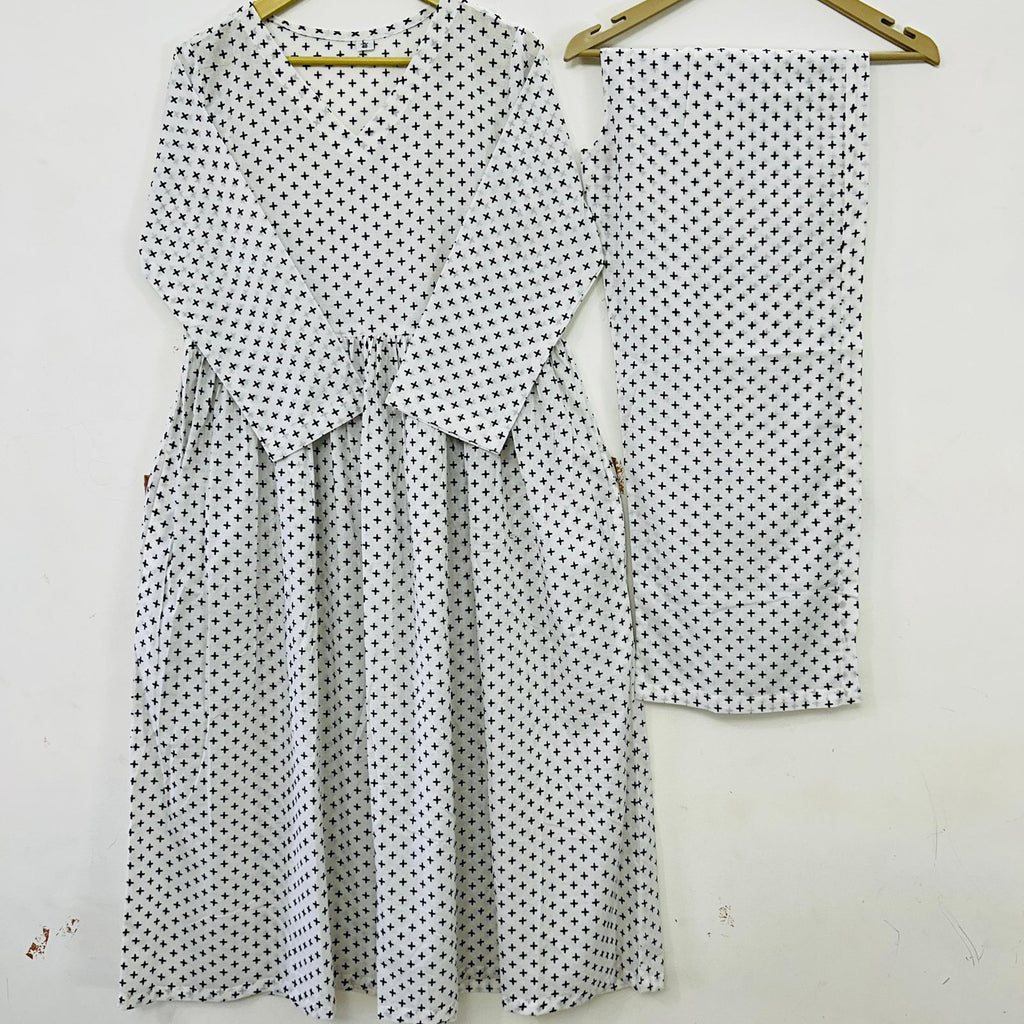 Women Beige & Black Polka Print Flared Cotton Maxi Dress