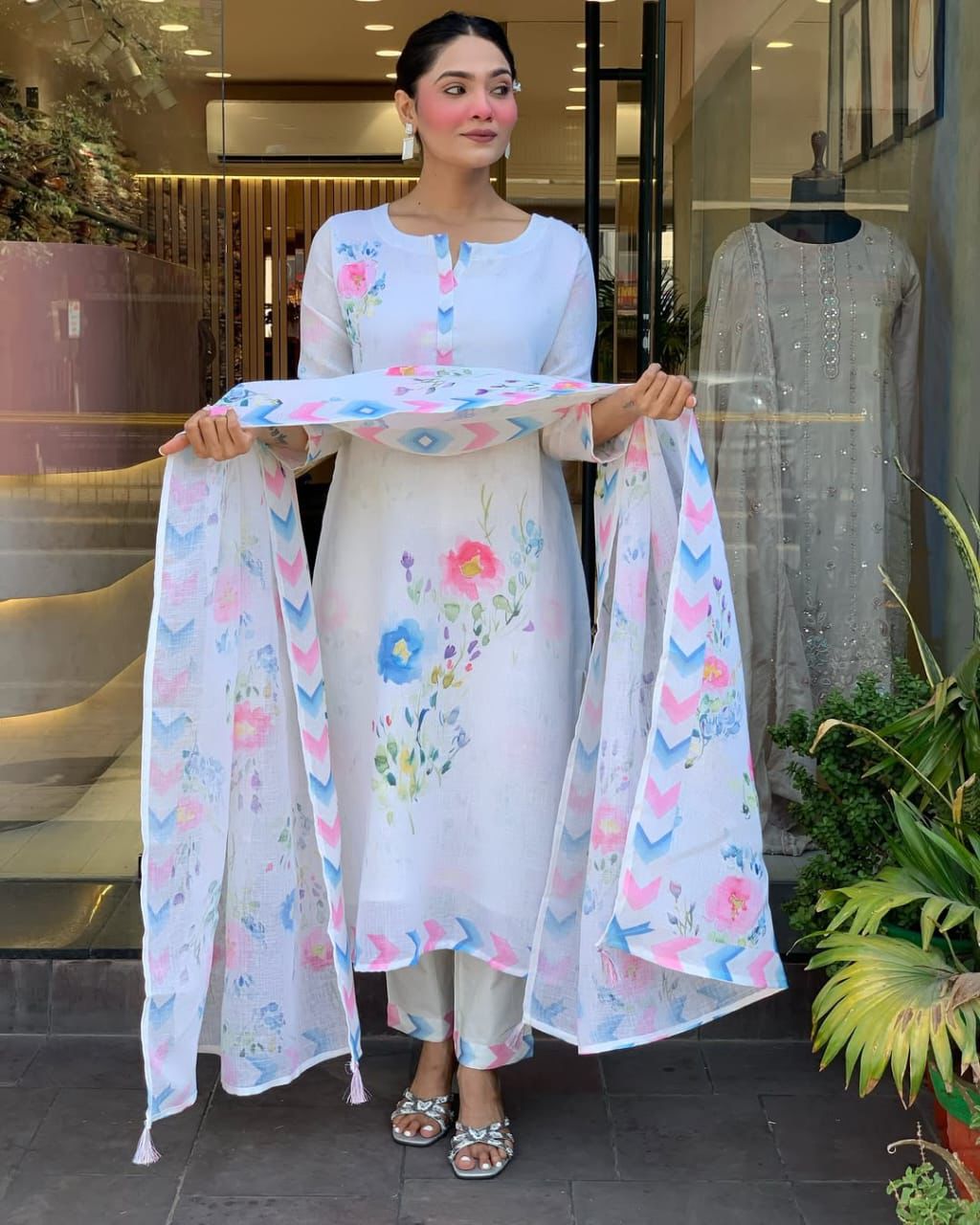 Vibrant Watercolour Floral Print Suit Set