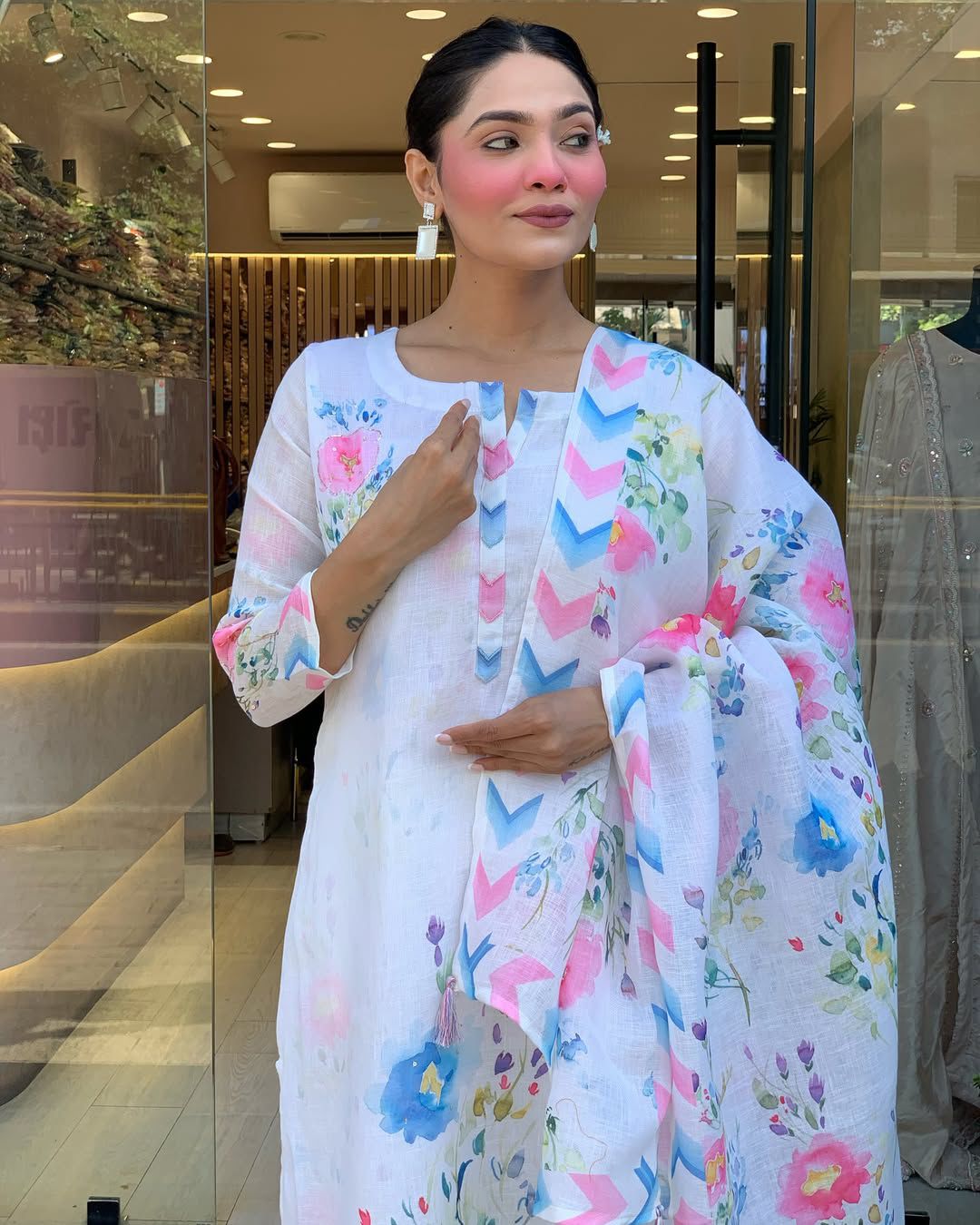 Vibrant Watercolour Floral Print Suit Set
