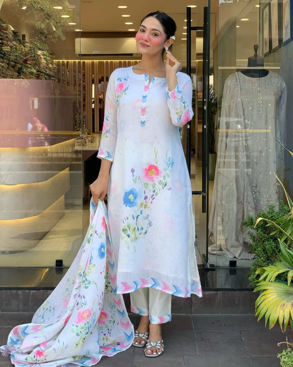 Vibrant Watercolour Floral Print Suit Set