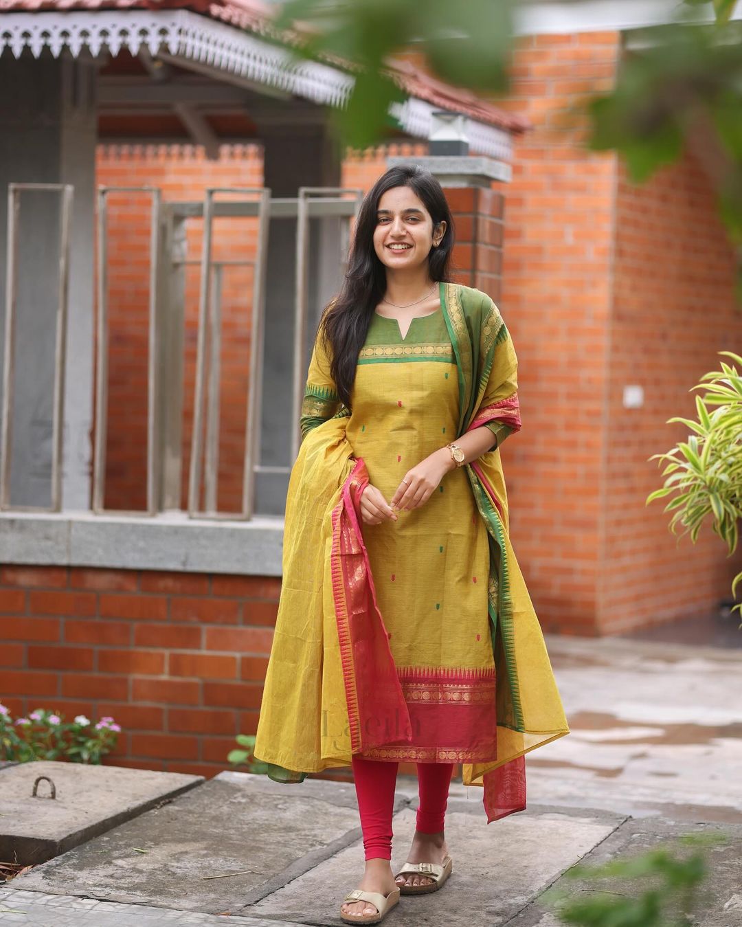 Elegant Yellow Kurti, Leggings, and Dupatta Set for Festive Wear
