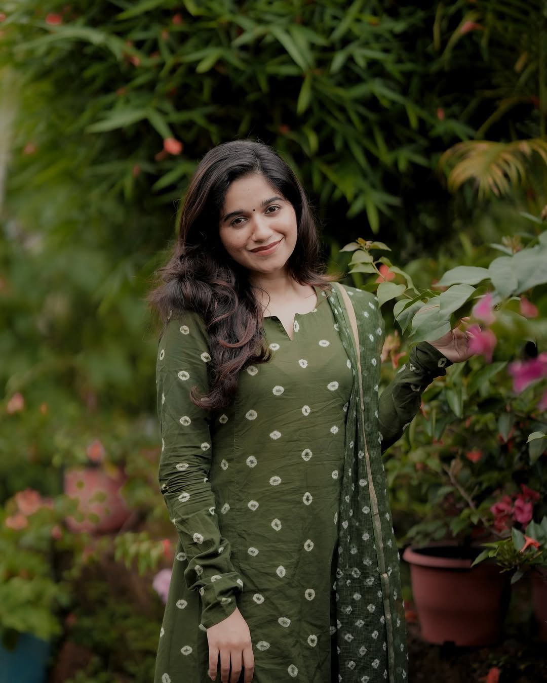 Olive Green Printed Cotton Kurta Set with Dupatta – Elegant Ethnic Wear for Women