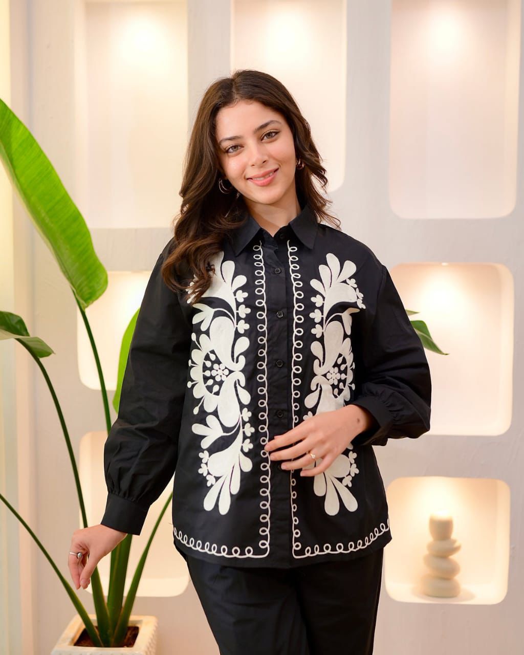 Color-Block Kurta Set with Large Floral Print & Stylish Dupatta
