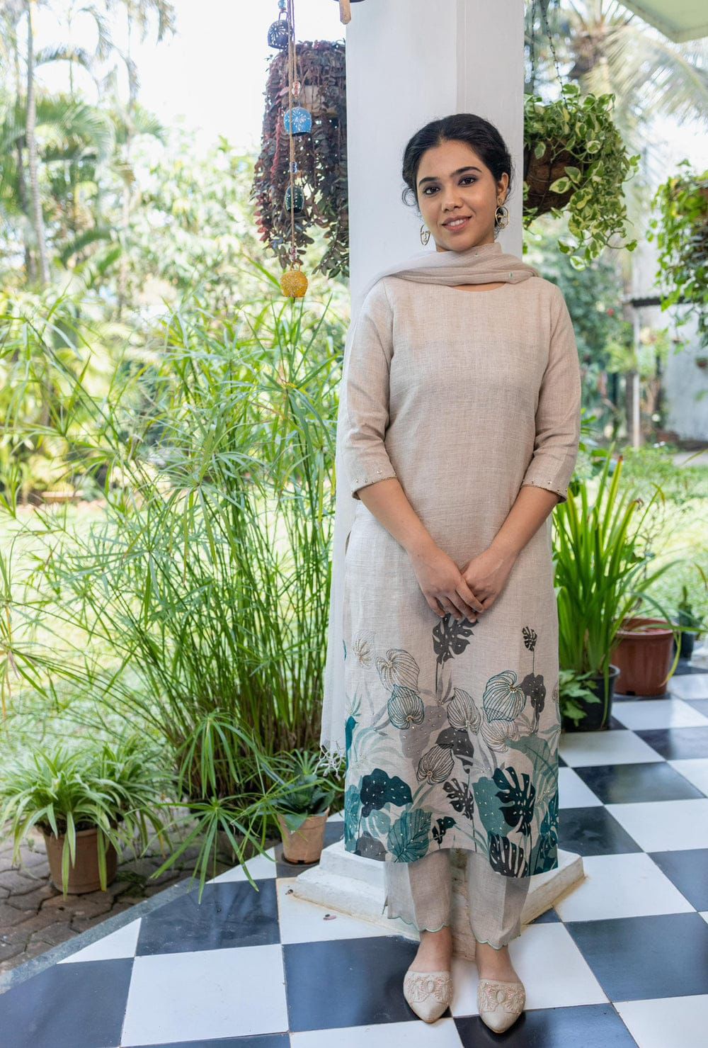 Earthy Elegance Beige Linen Kurta Set